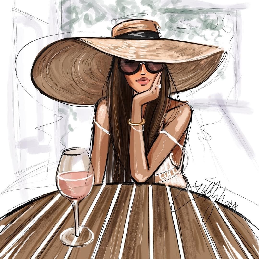 Девушка в шляпе рисунок