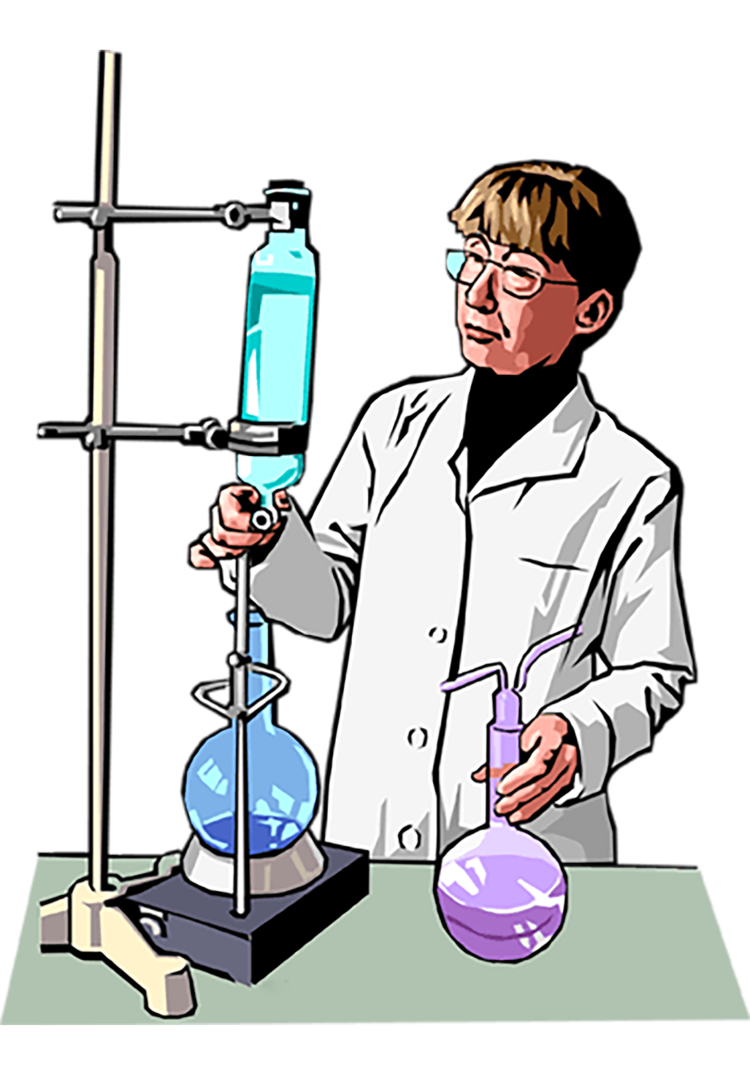 Рисунок химика в лаборатории