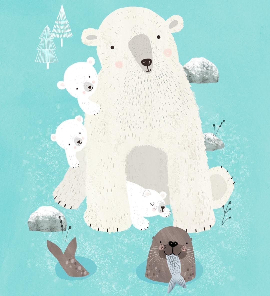 Милые иллюстрации белый медведь