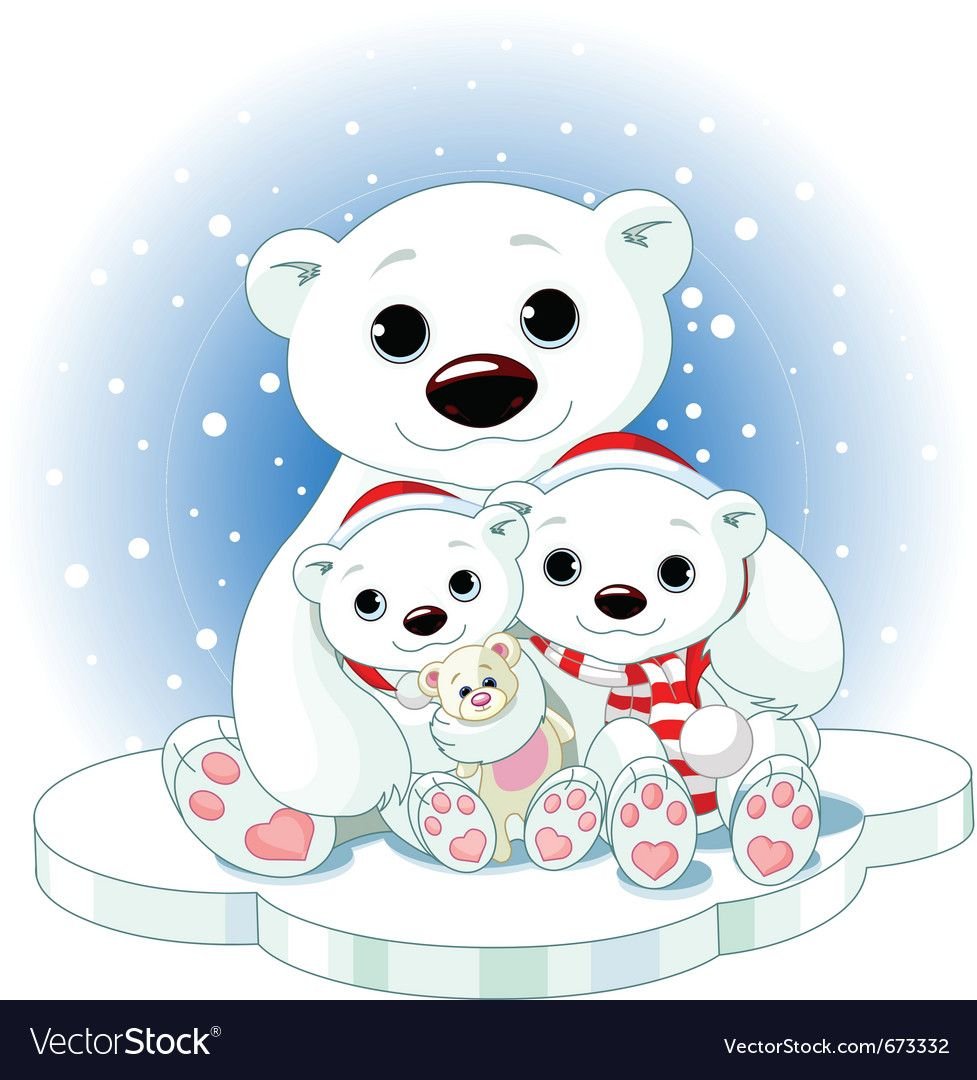 Семья белых медведей вектор