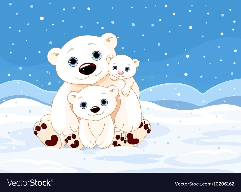 Семья белых мишек рисуночек