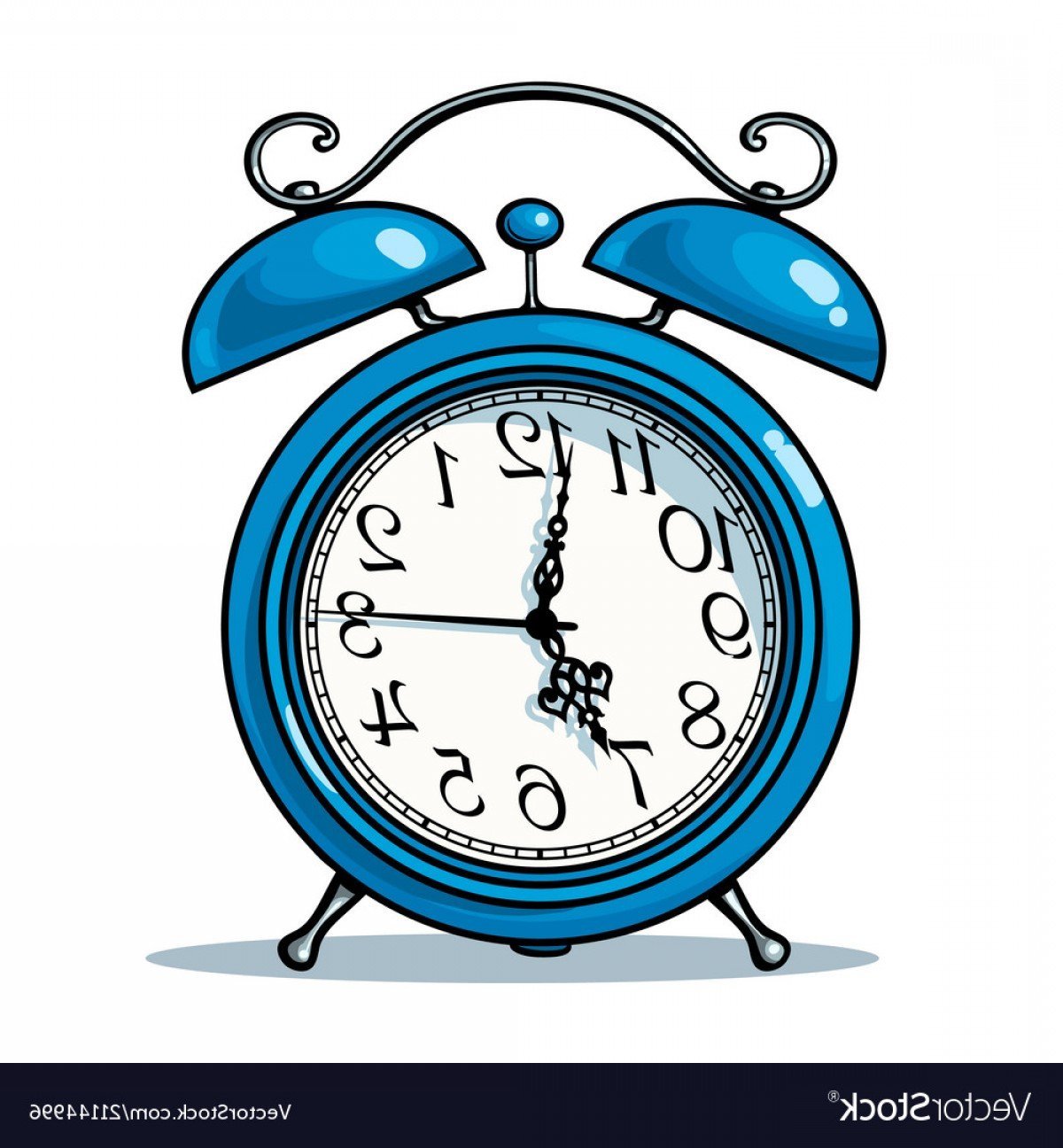 Мультяшный будильник на белом фоне