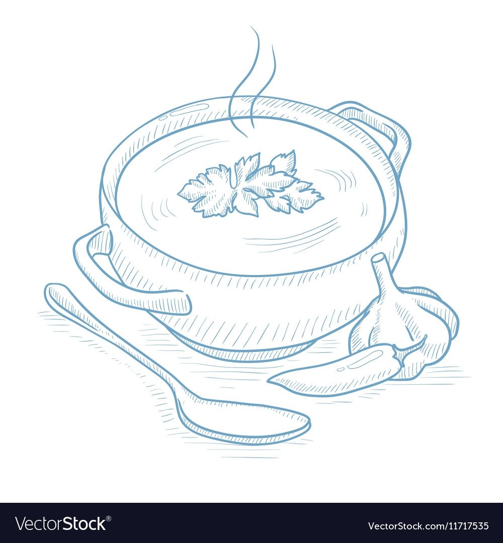 Рисование тарелка с борщом