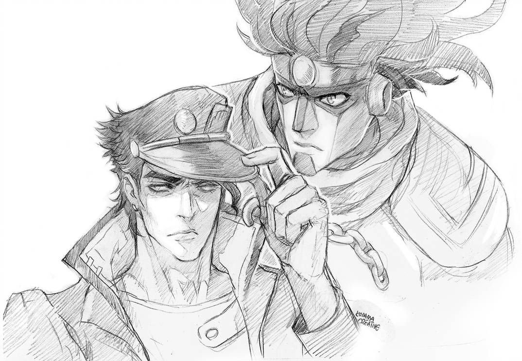 Джотаро Куджо чёрно белое