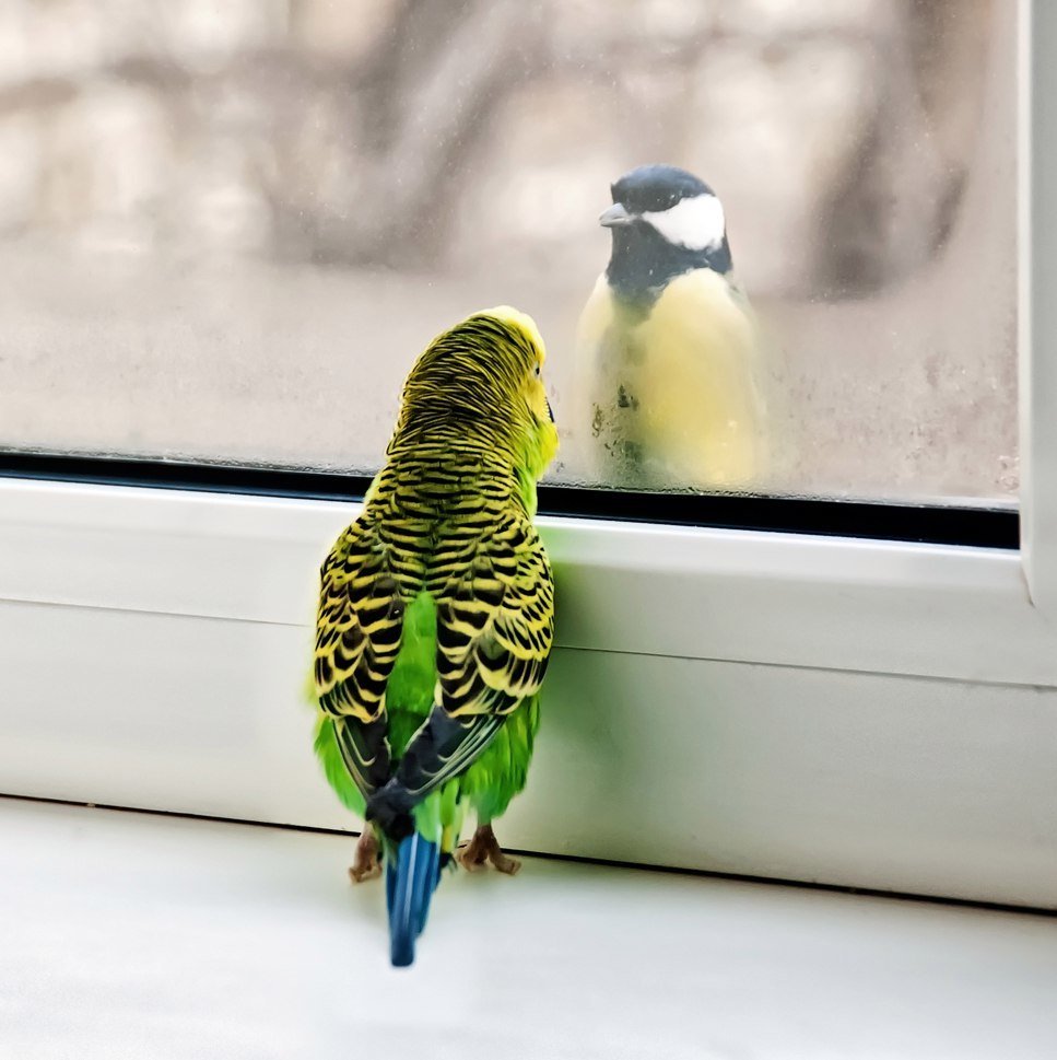 Чириканье волнистых попугайчиков