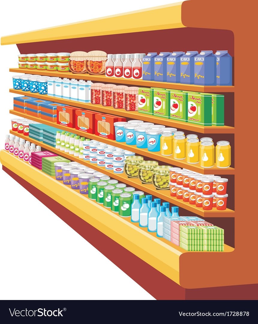 Полки с продуктами для детей