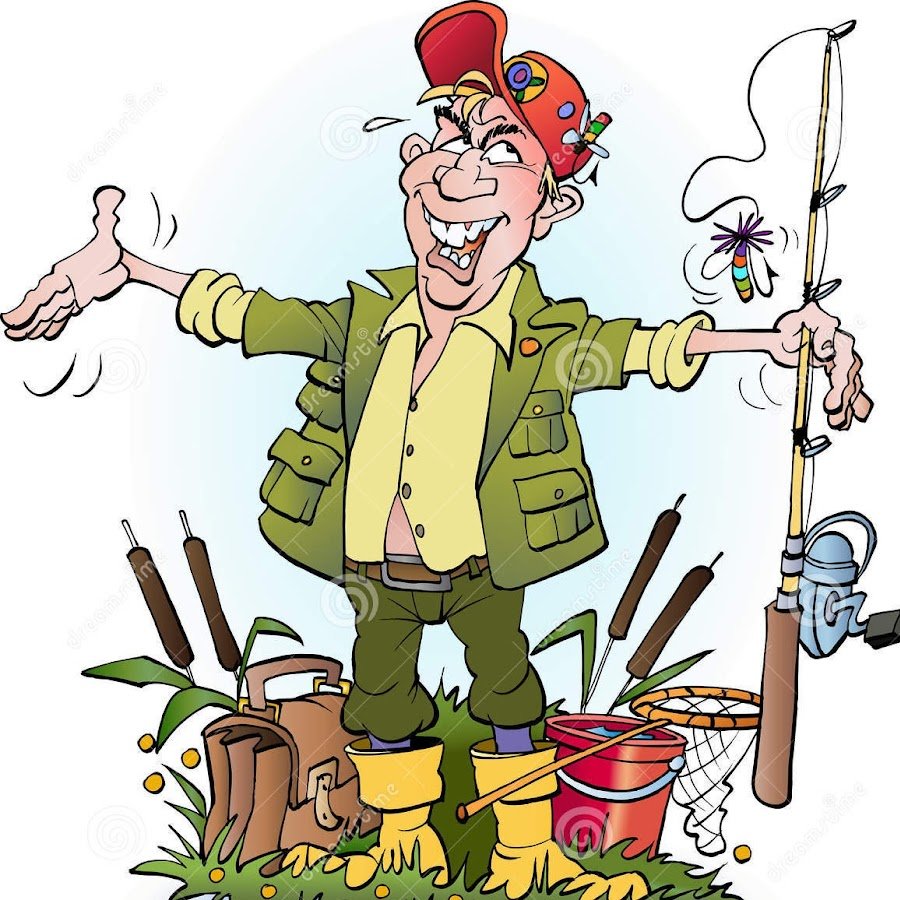 Рыбак рисунок смешной