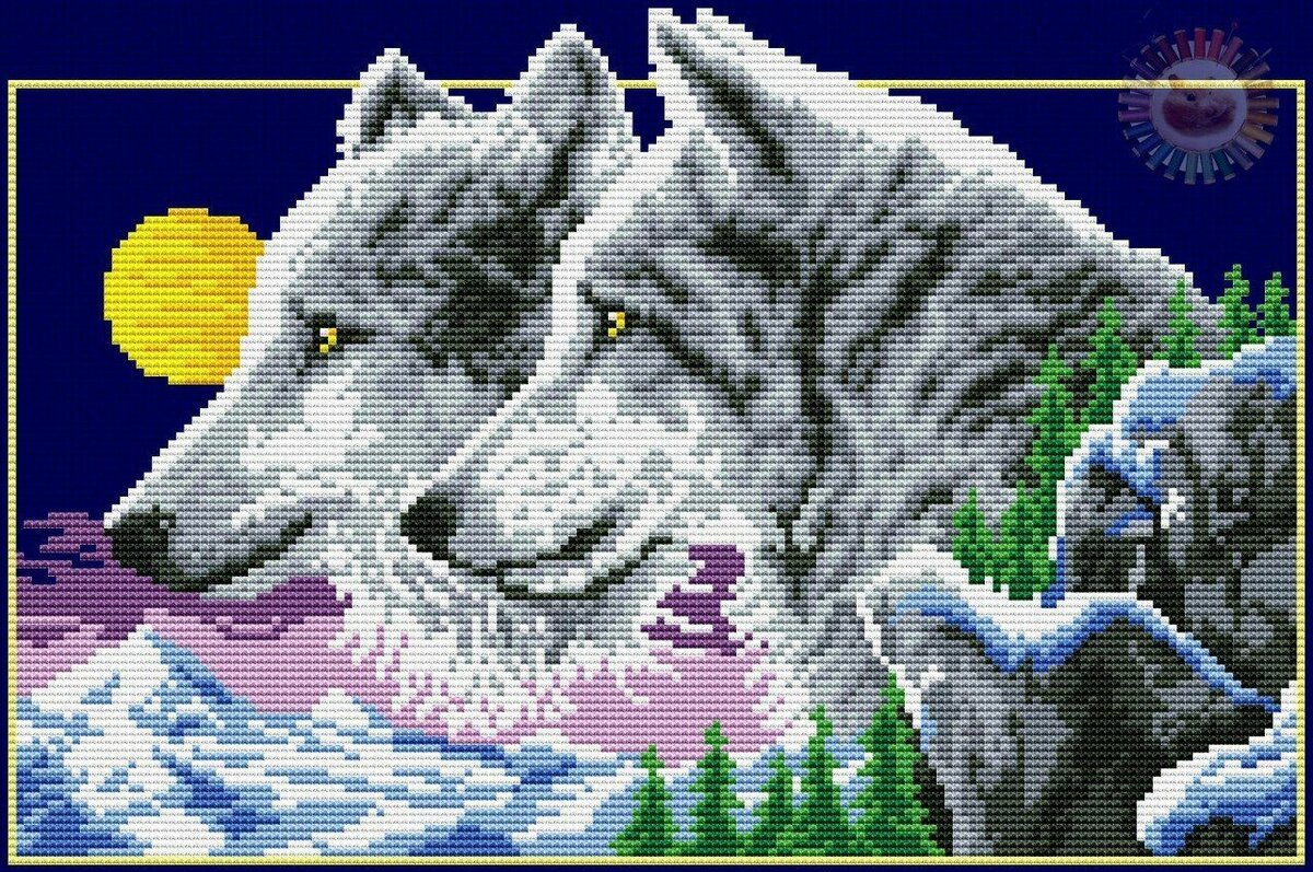 Схемы вышивки крестом волки