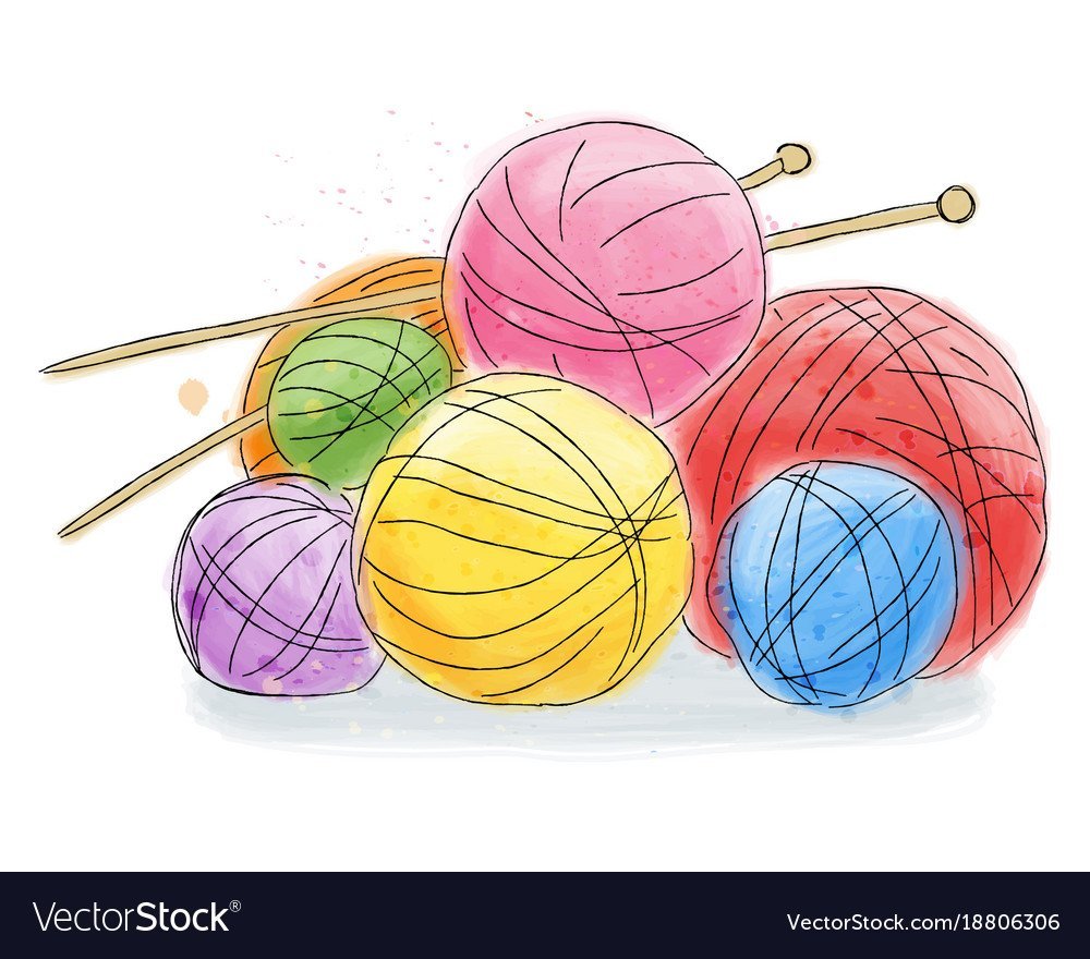 Моток ниток акварель