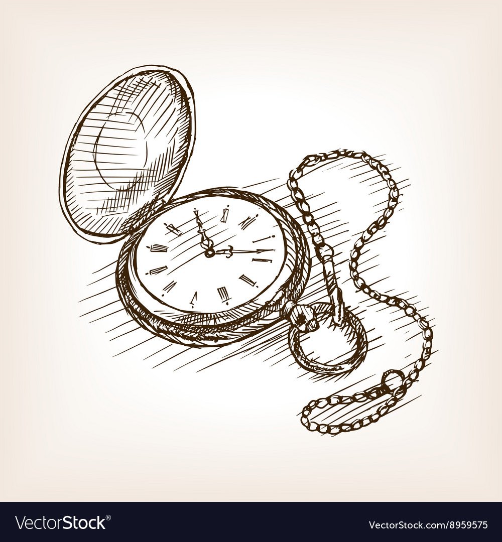 Часы на цепочке нарисованные