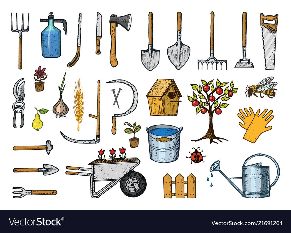 Рисование садовые инструменты