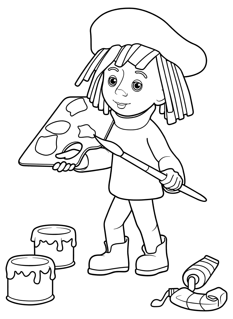 Художник раскраска для детей