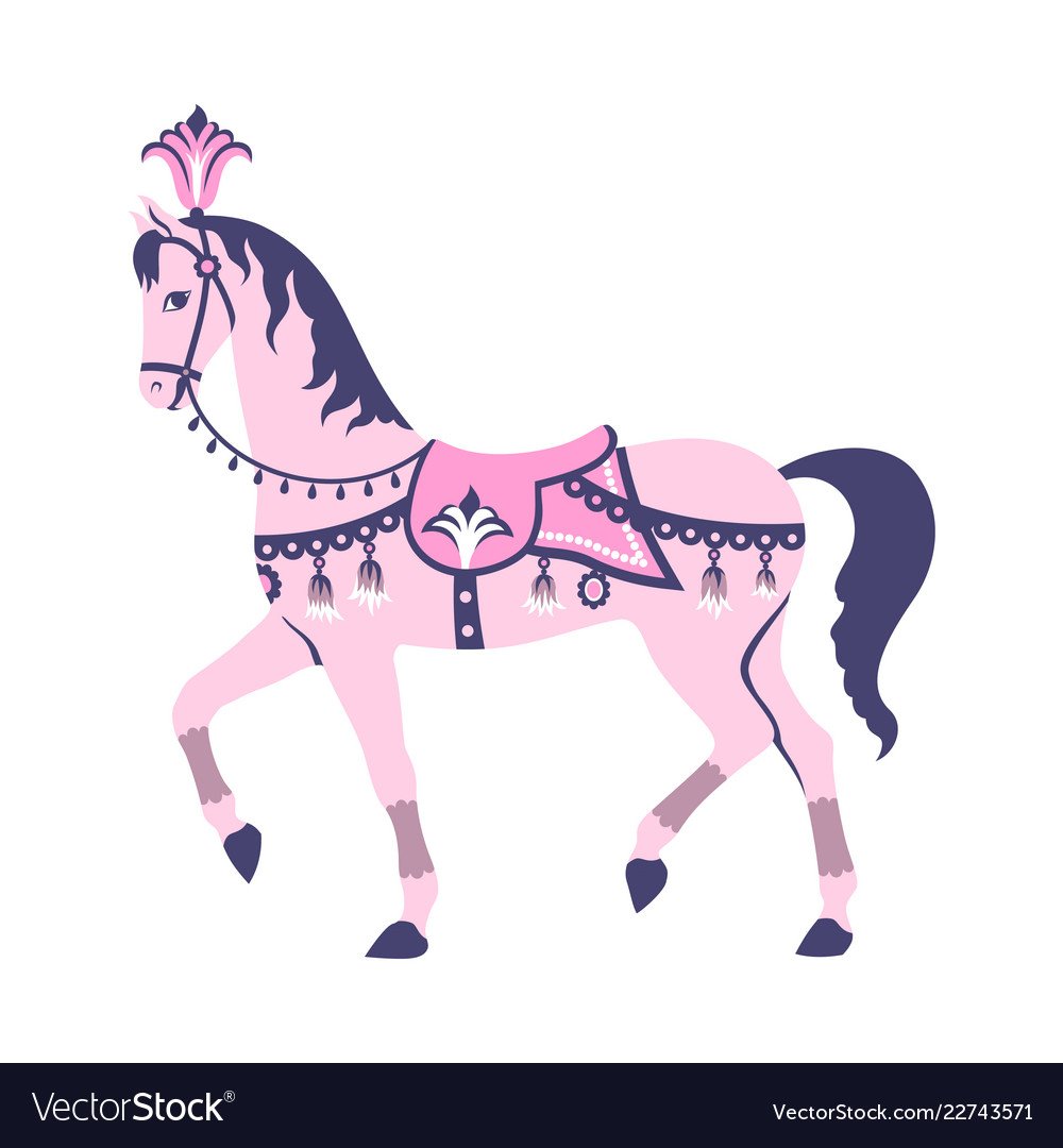 Карусель с лошадями розовая