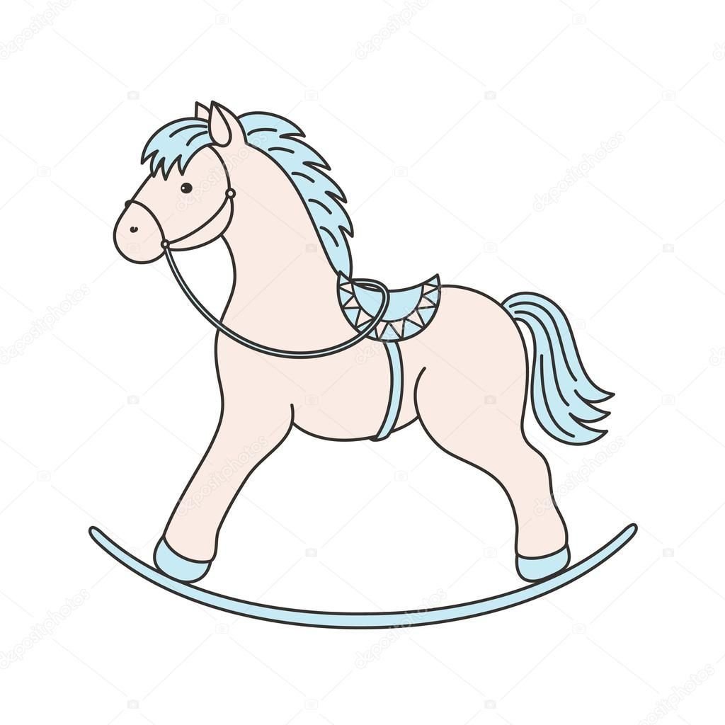 Лошадка качалка голубая вектор