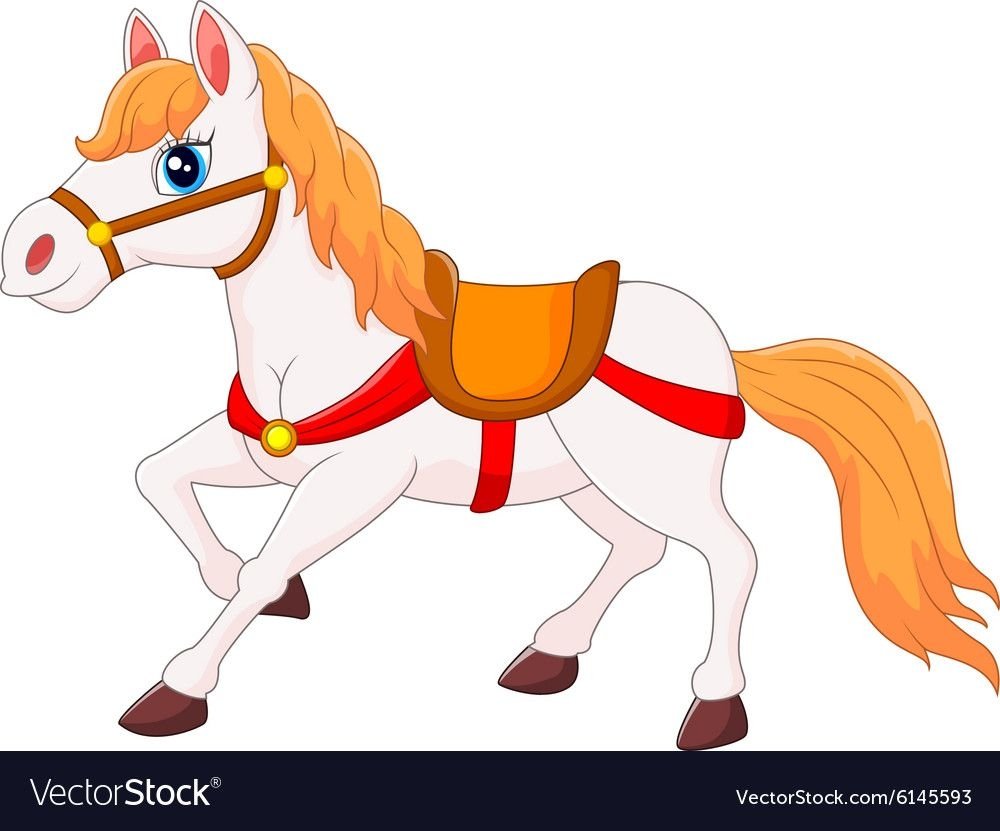 Лошадь мультяшная на белом фоне для детей