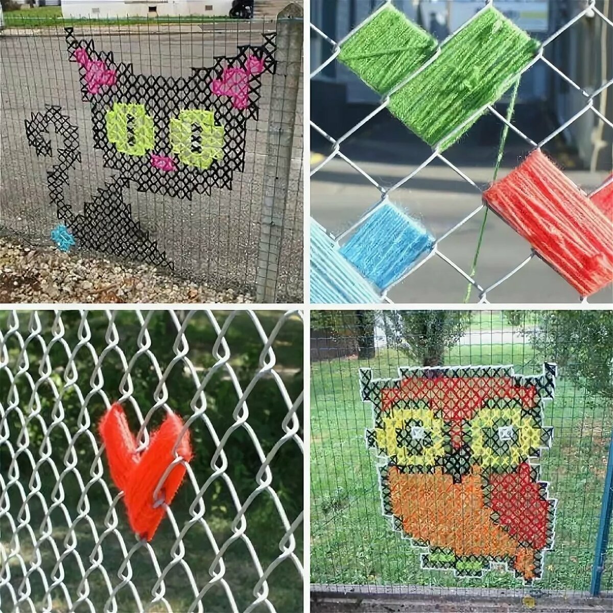 Украшение забора из сетки