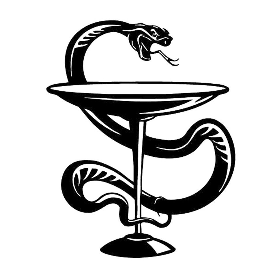 Змея с чашей символ медицины вектор