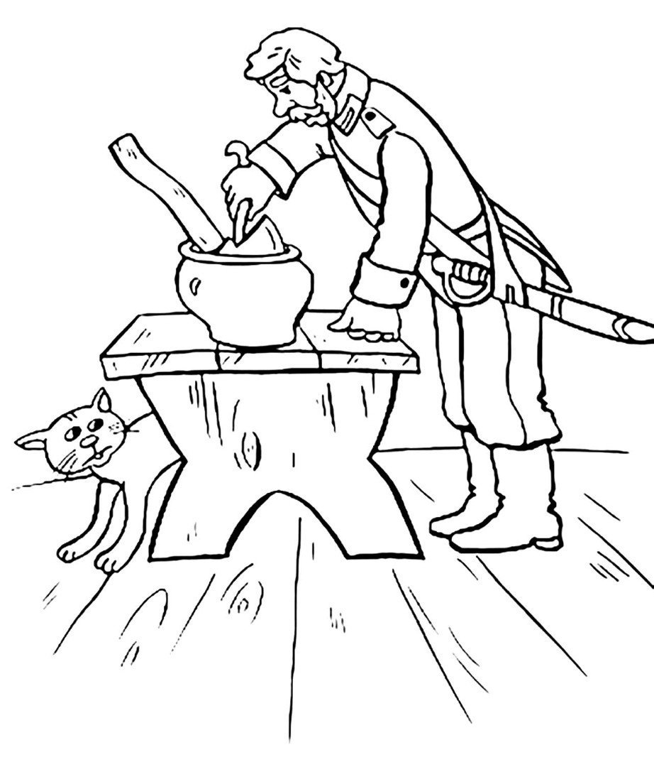 Раскраска к сказке каша из топора