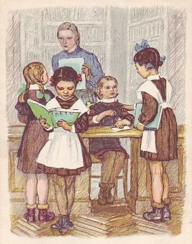 Старинные открытки школа