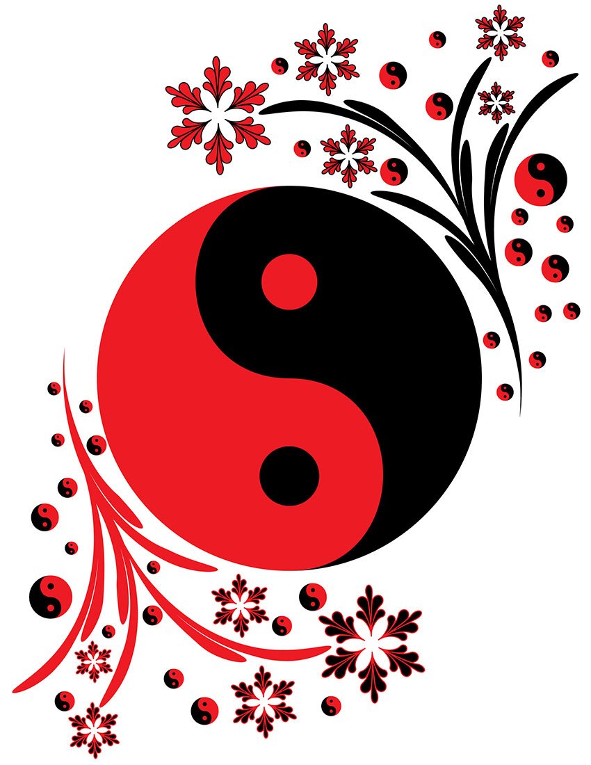 Черно белая красная Инь Янь