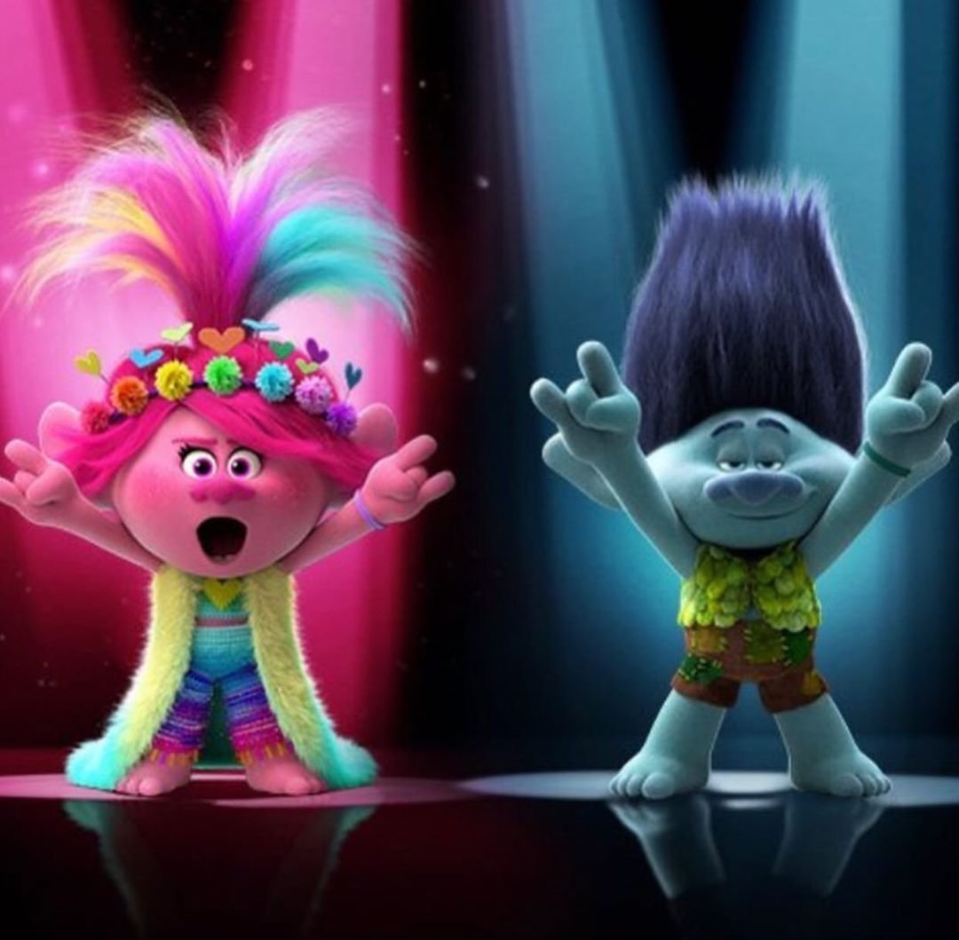 Розочка и Цветан из мультфильма Тролли