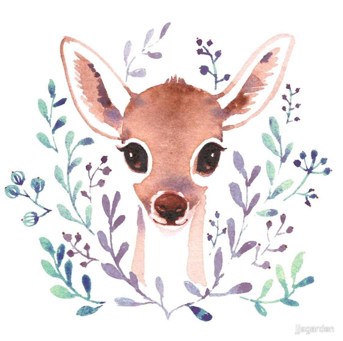 Мультяшные животные акварелью