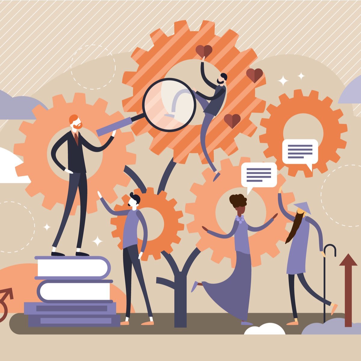 Люди пазлы иллюстрация