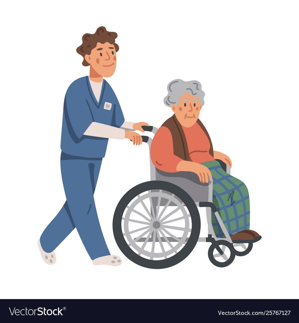 Иллюстрация помощь пожилым инвалидам