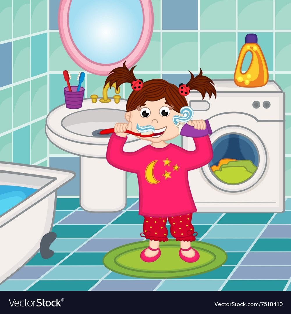 Дети умываются в ванной