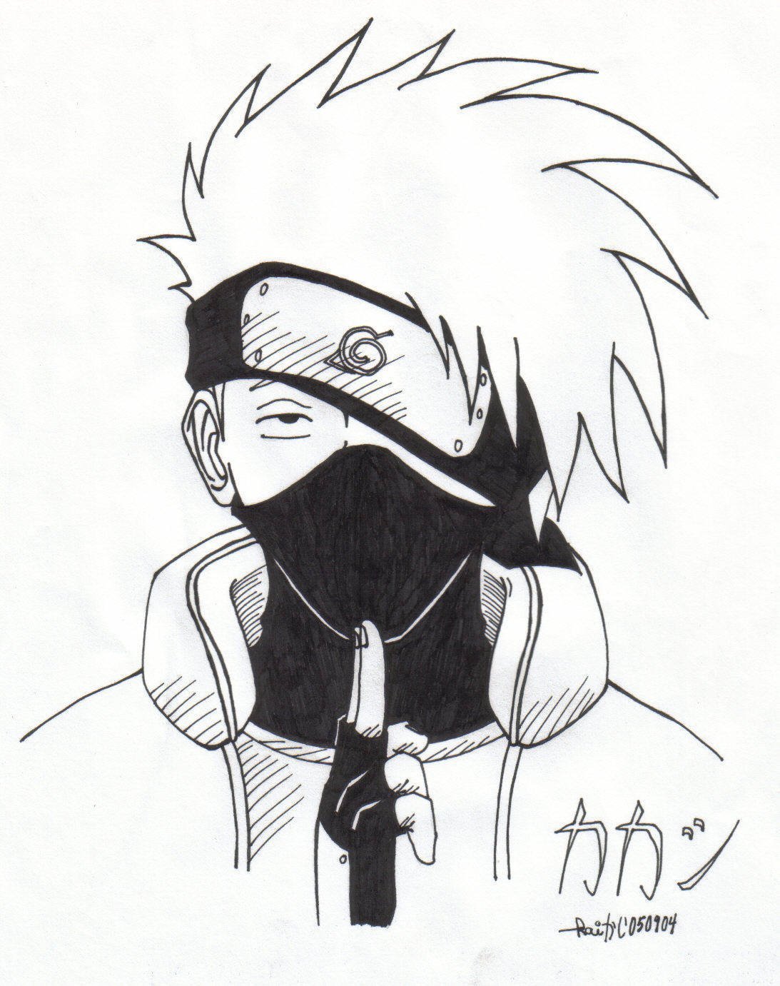 Какаси Хатакэ чёрно белое