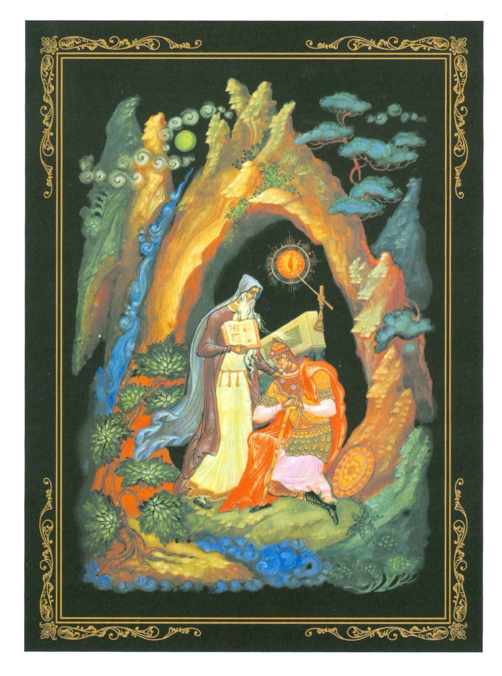 Палехская роспись Иван Царевич и серый волк