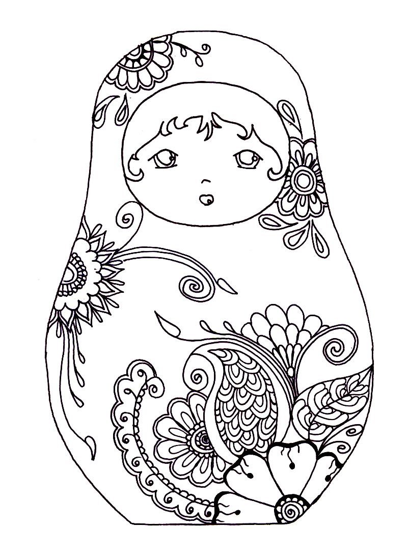 Силуэты матрёшек для расписывания