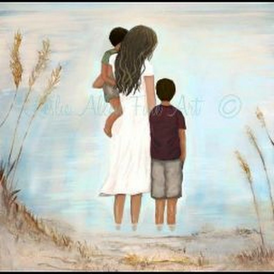 Картина мама с дочкой и сыном