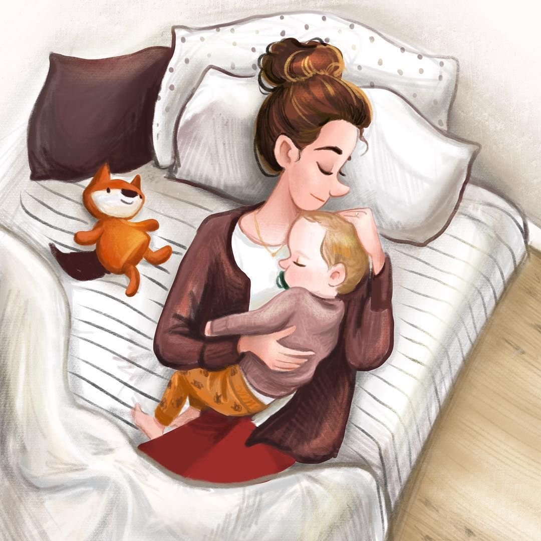 Мама и сын иллюстрация