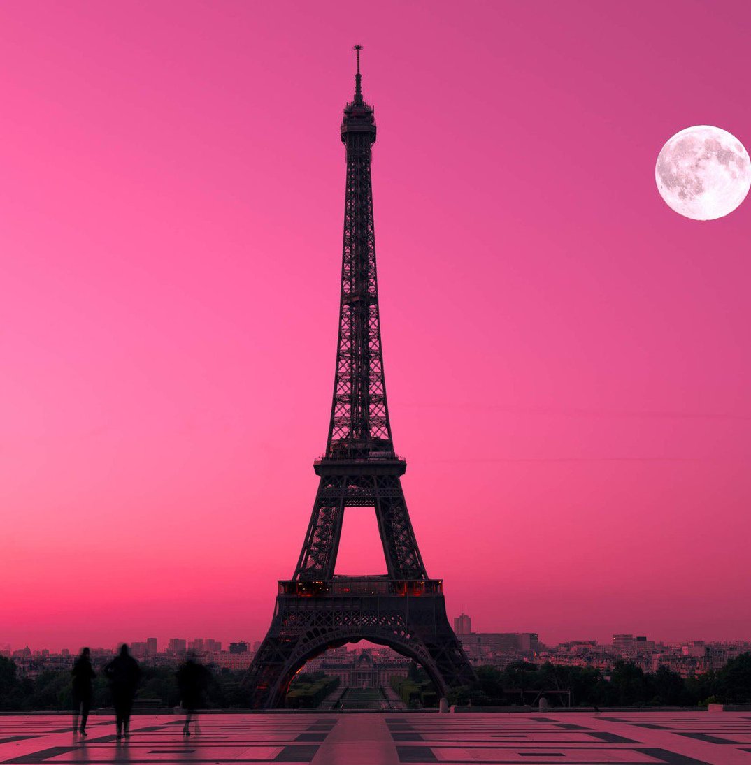 Париж Эйфелева башня закат