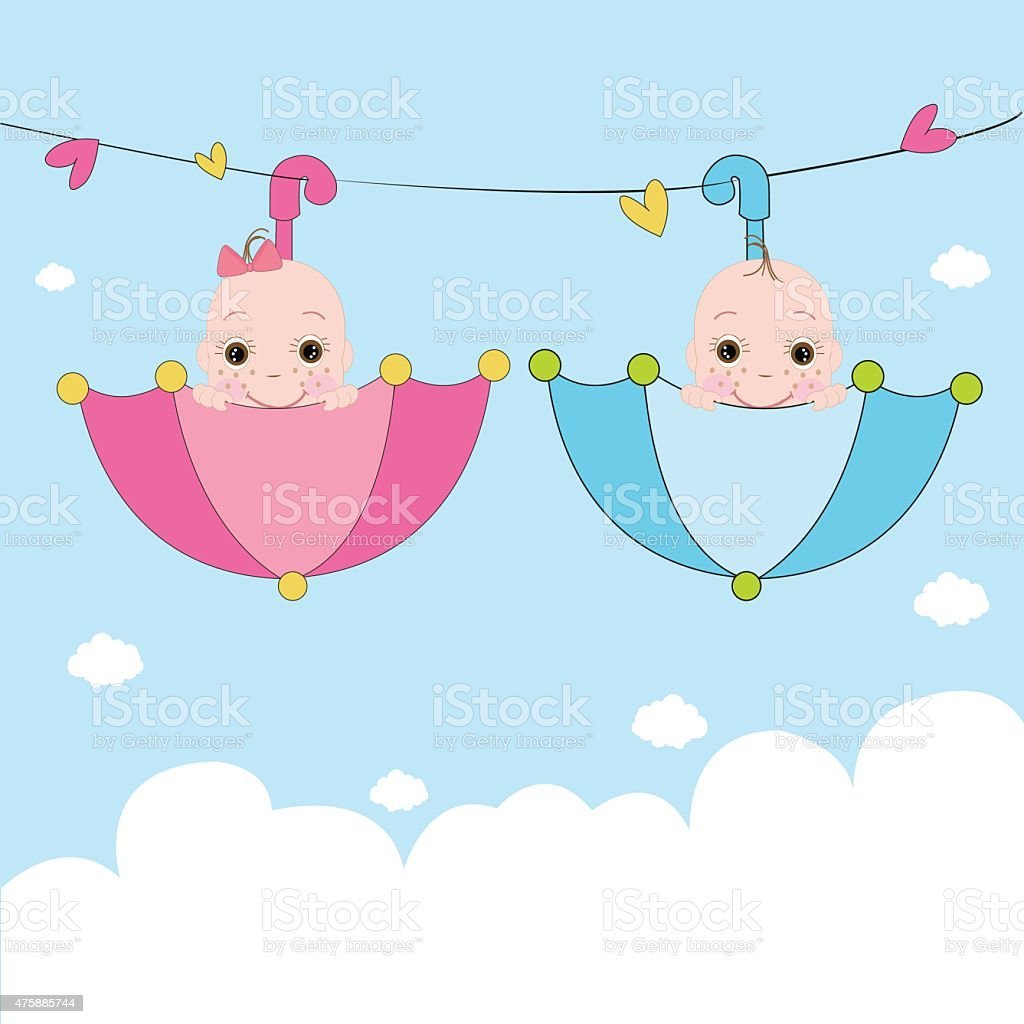 Открытка с рождением двойняшек