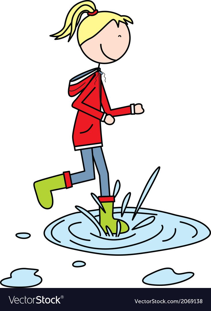 Резиновые сапожки красные в луже