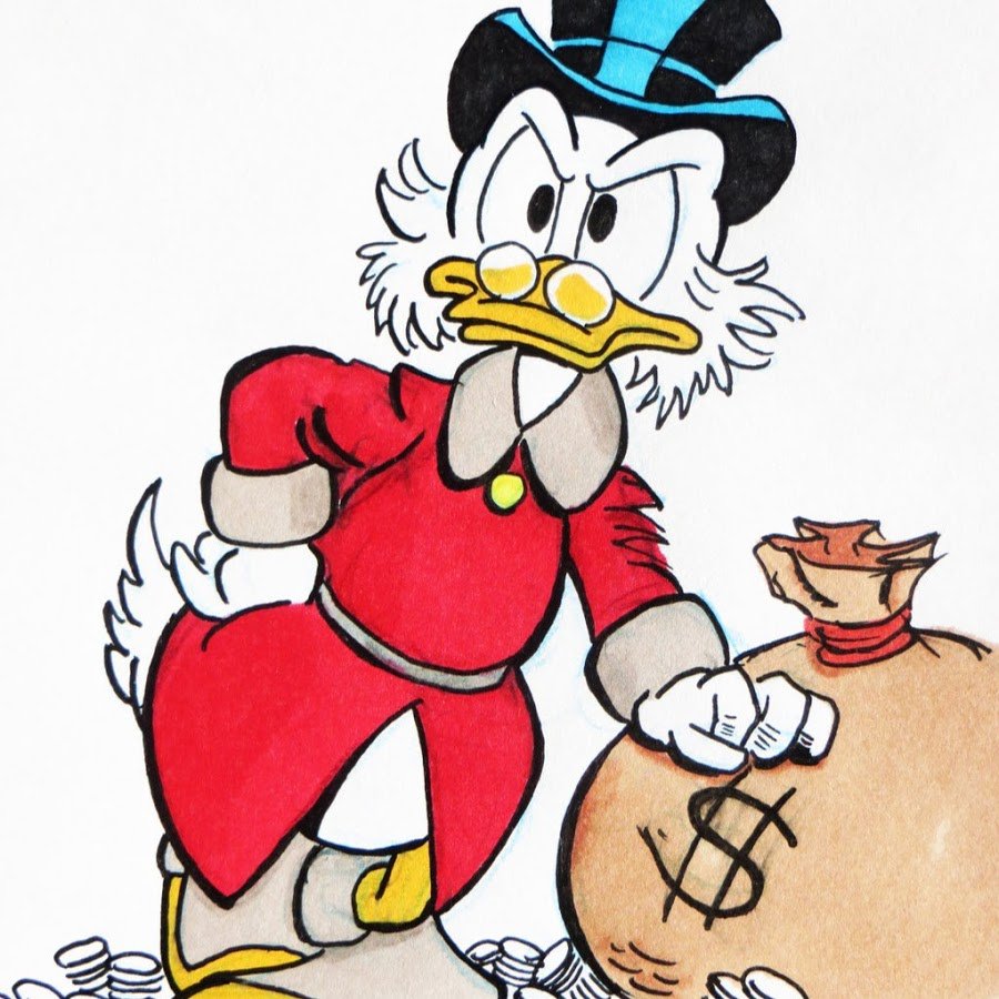 Скруджи Мак дак на белом фоне