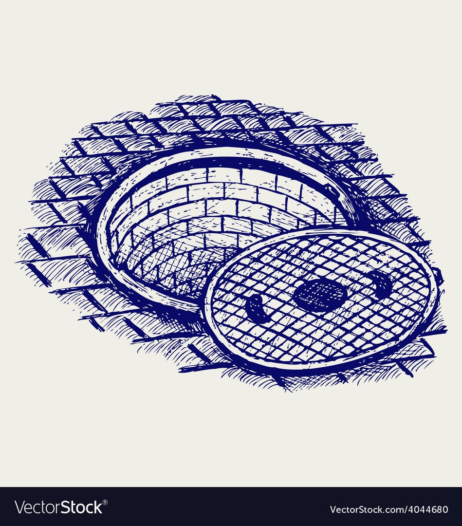 Канализационный люк нарисованный