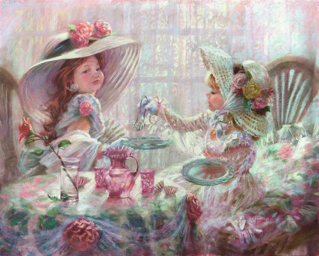 Чаепитие акварель