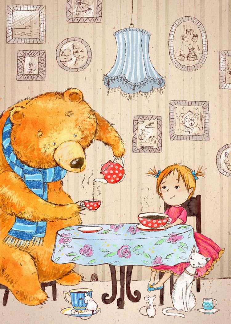 Милые иллюстрации чаепитие