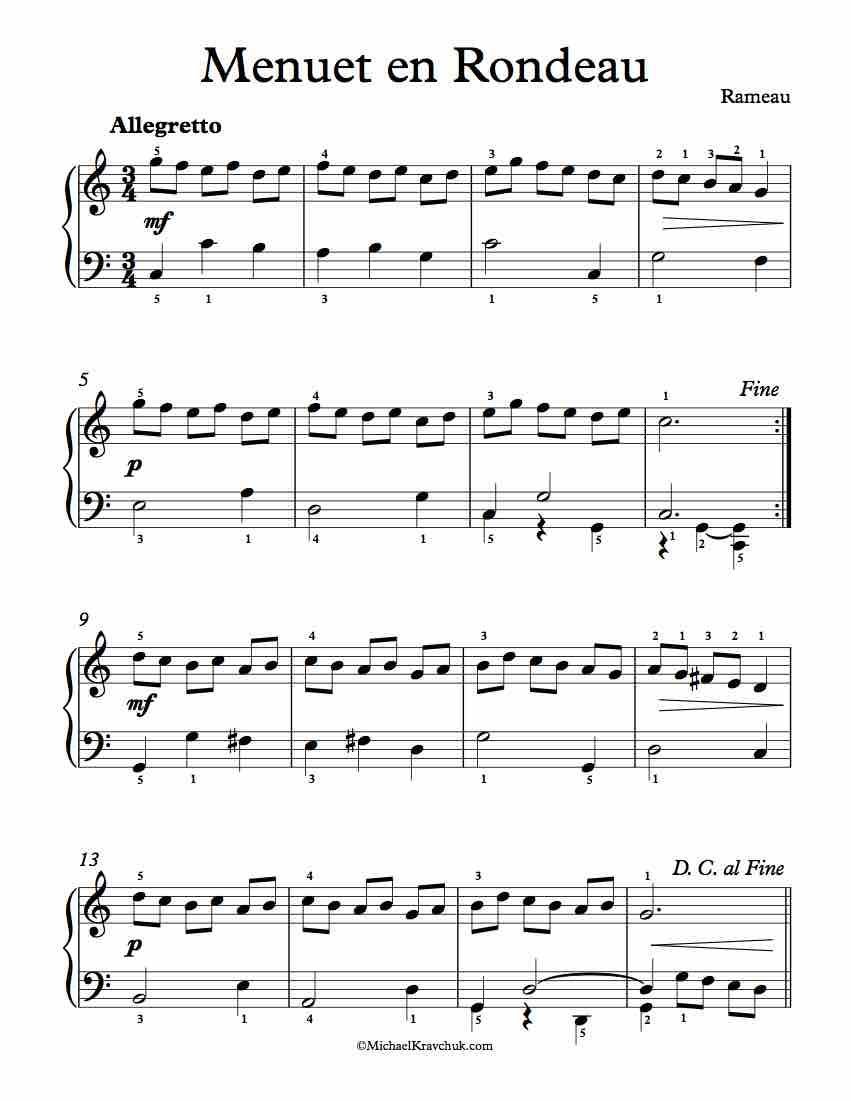 Менуэт рамо фортепиано