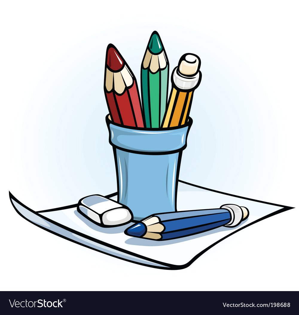 Стакан с карандашами иллюстрация