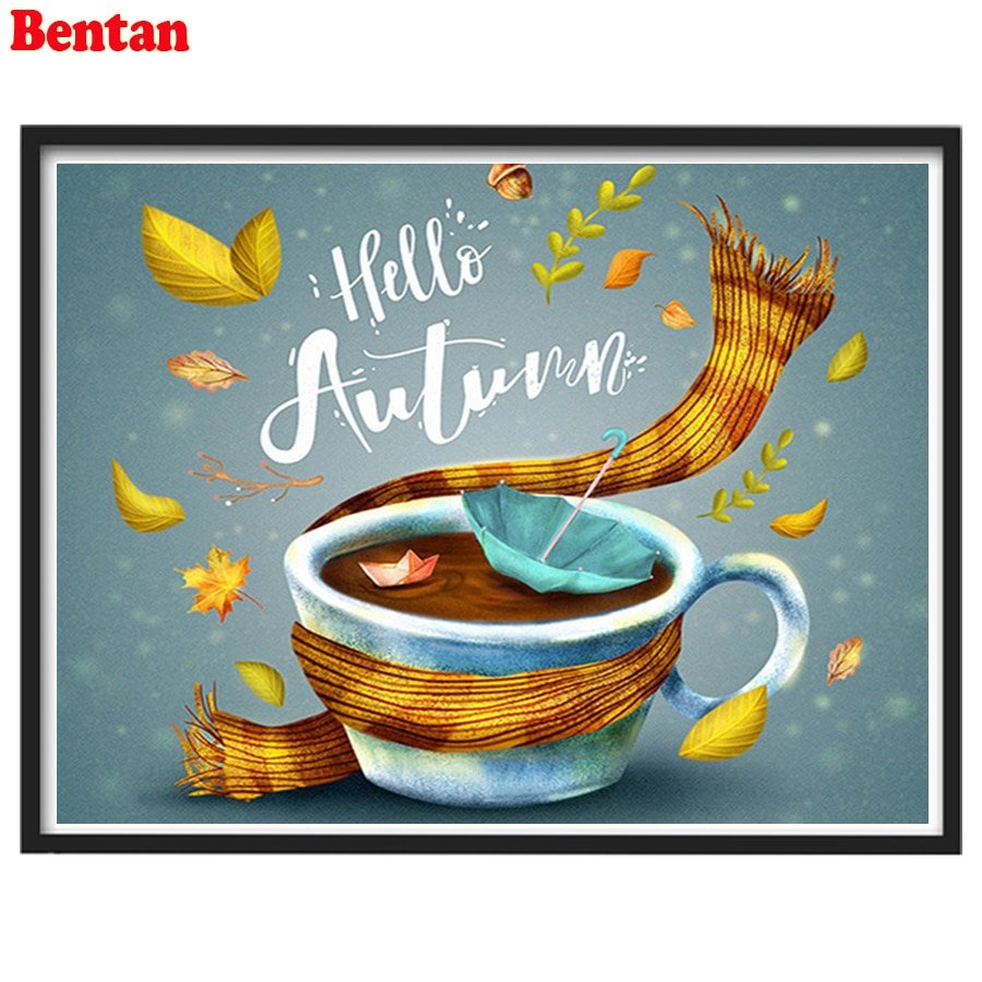 Скетч акварель осенний кофе