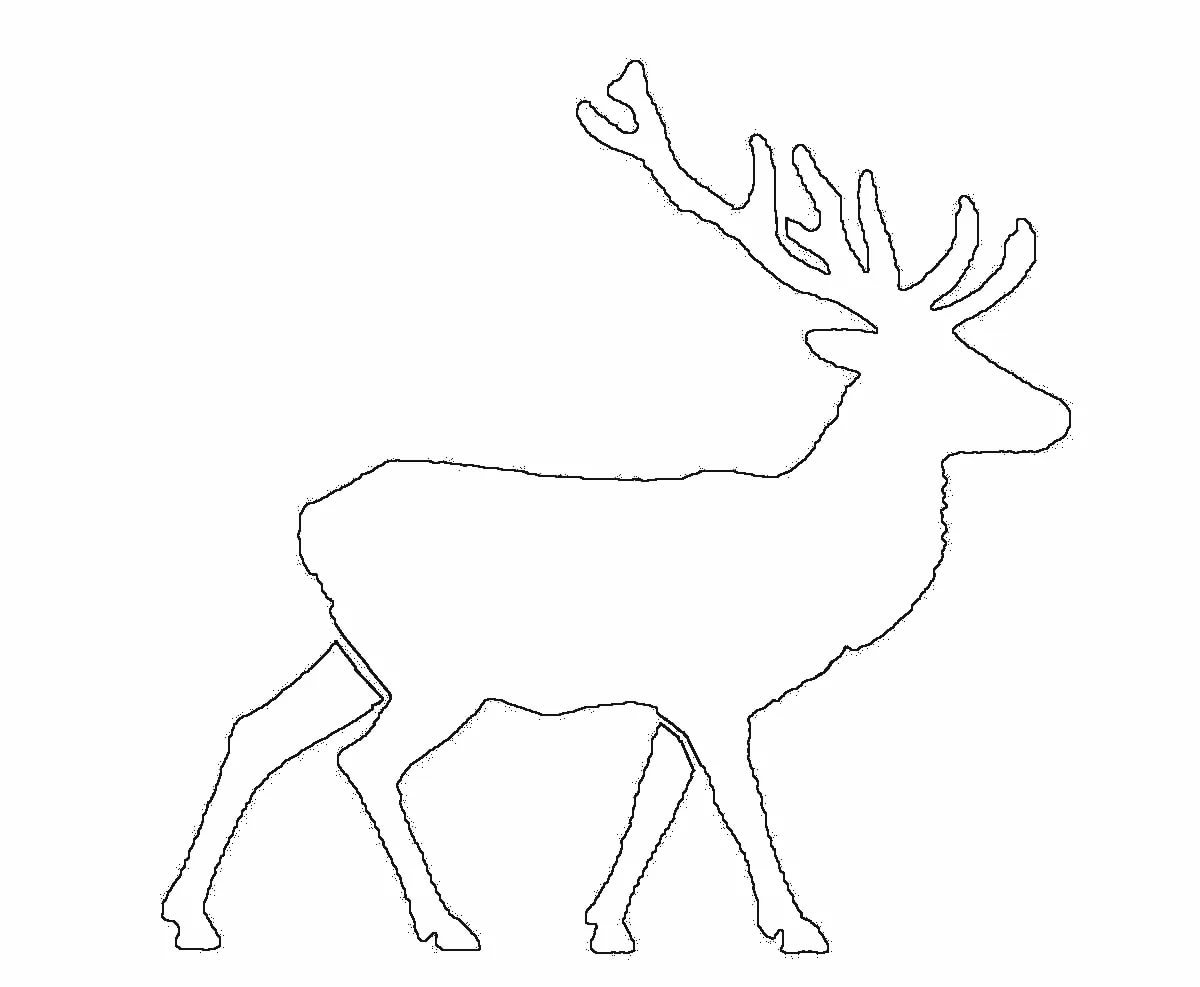 Олень контурный рисунок