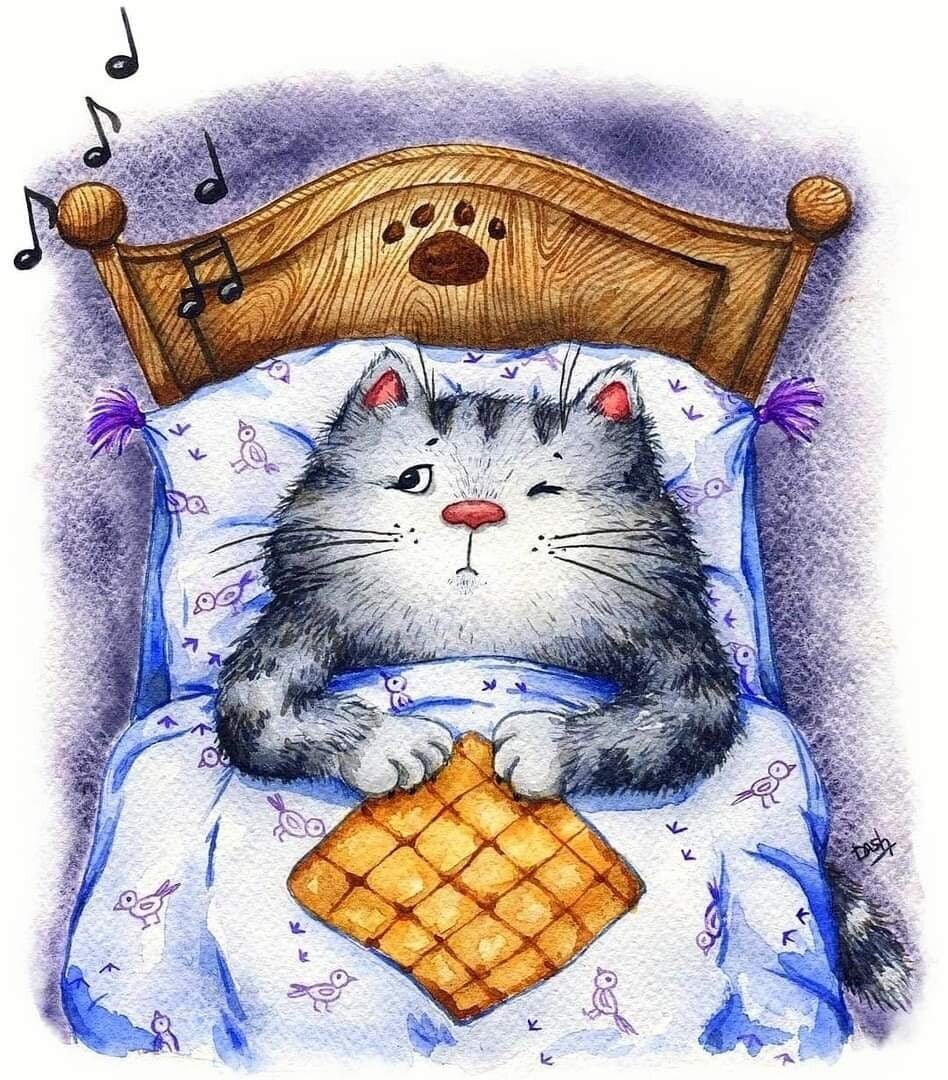 Спящий кот мультяшный