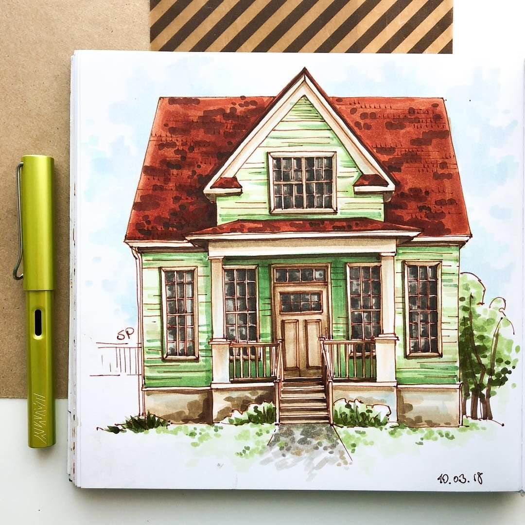 Нарисовать деревенский домик