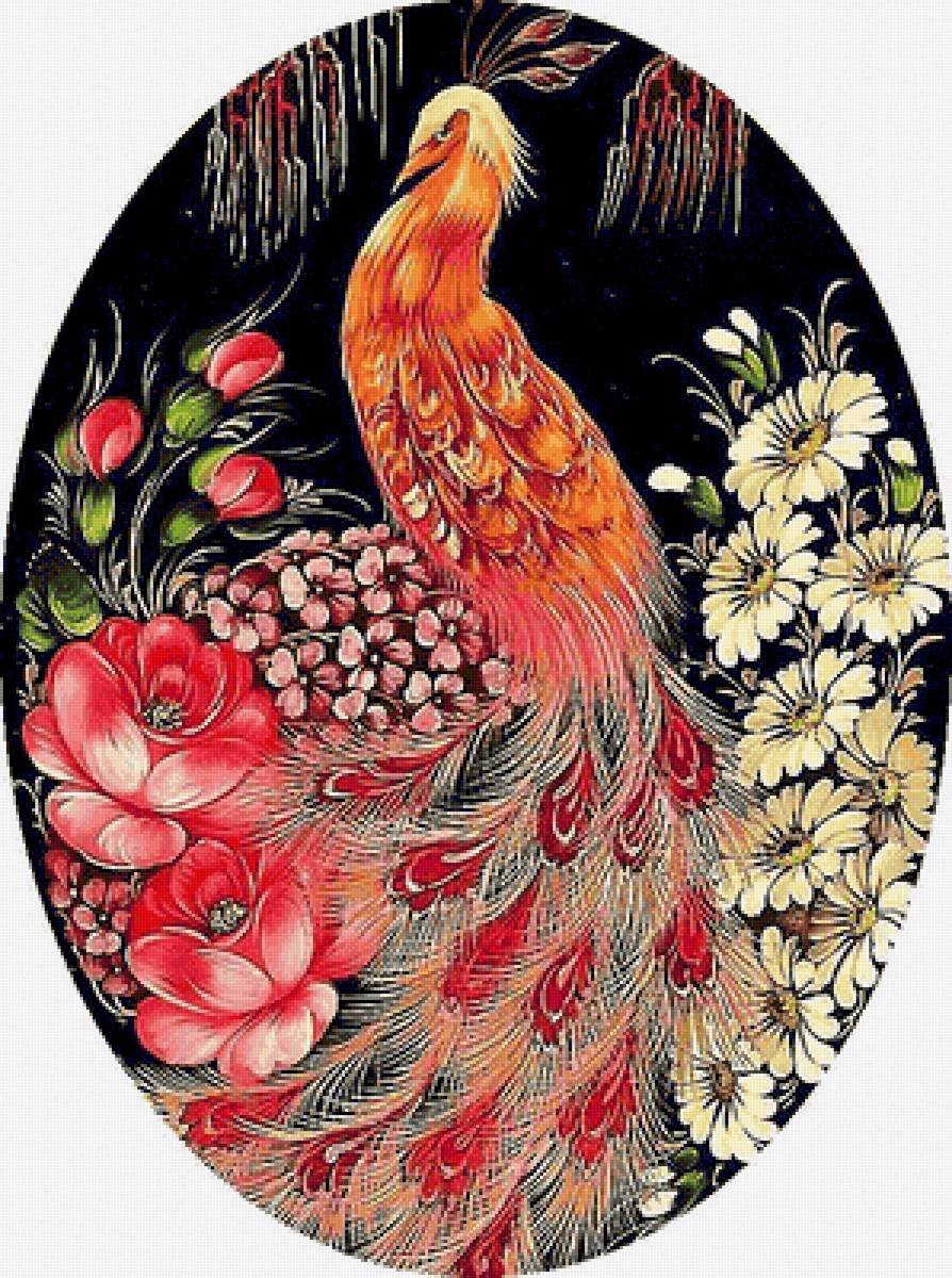 Роспись Жостово Павлины