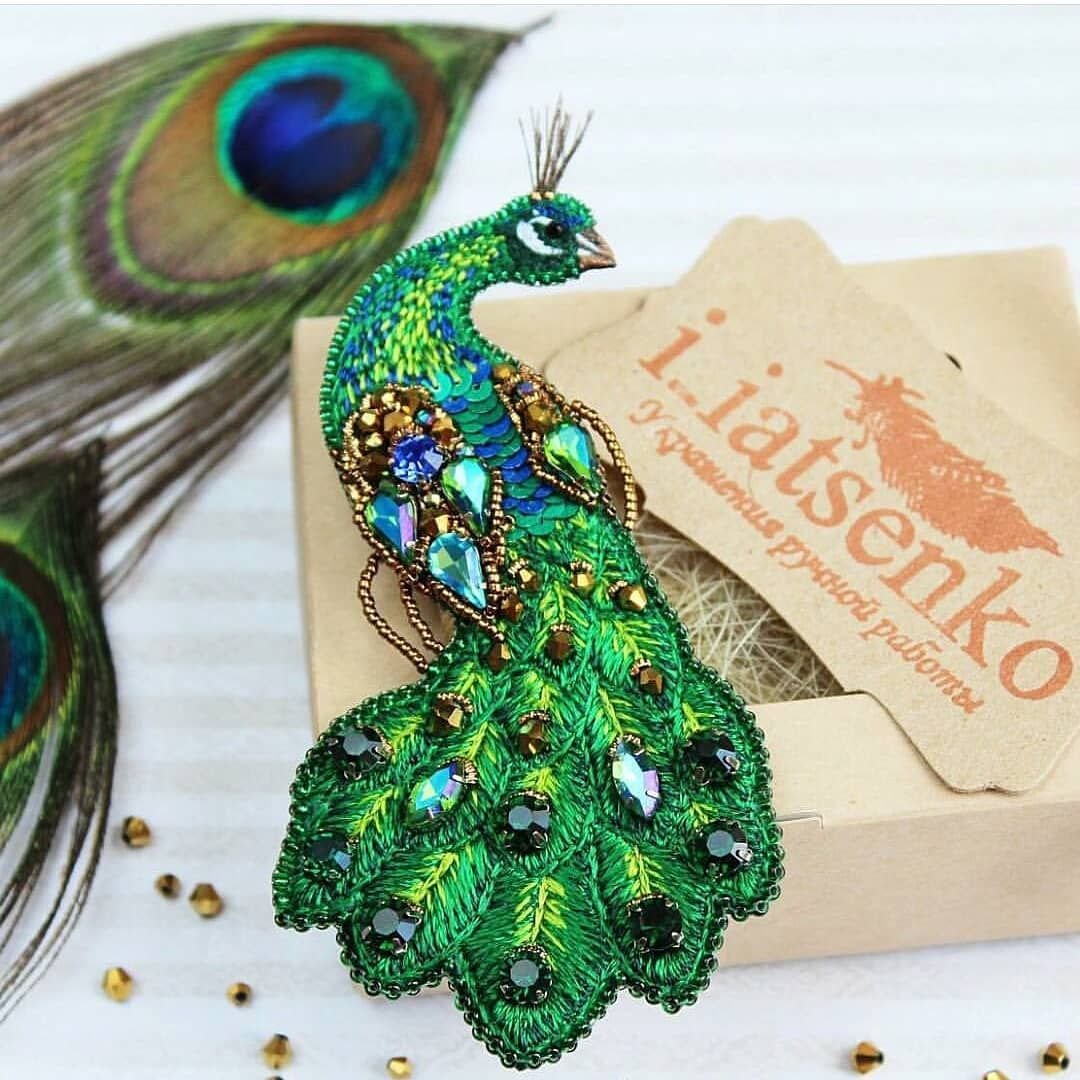 Брошь Жар птица из бисера