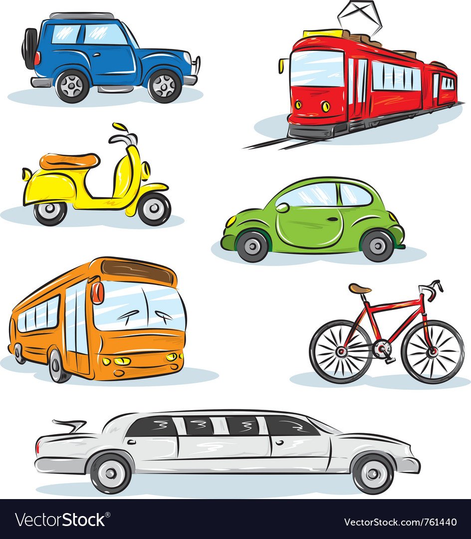 Наземный транспорт на белом фоне